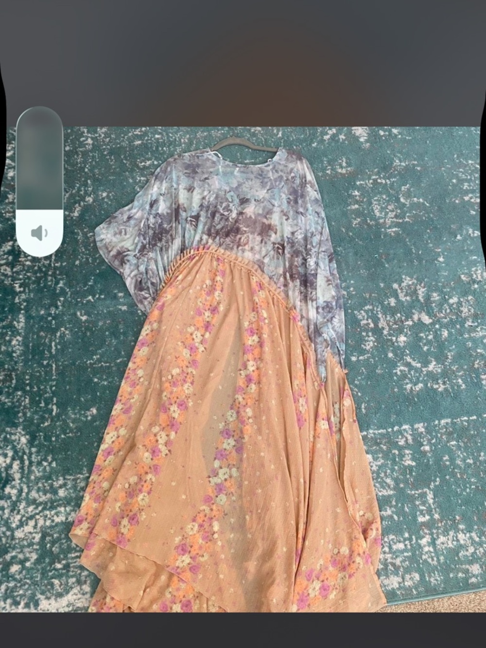 Free People Two-Tone Maxi Dress in Blue and Tan Floral - Picture 8 of 8